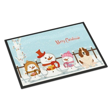 Carolines Treasures Merry Christmas Carolers Basset Hound Indoor or Outdoor Mat, 18 x 0.25 x 27 in. BB2352MAT